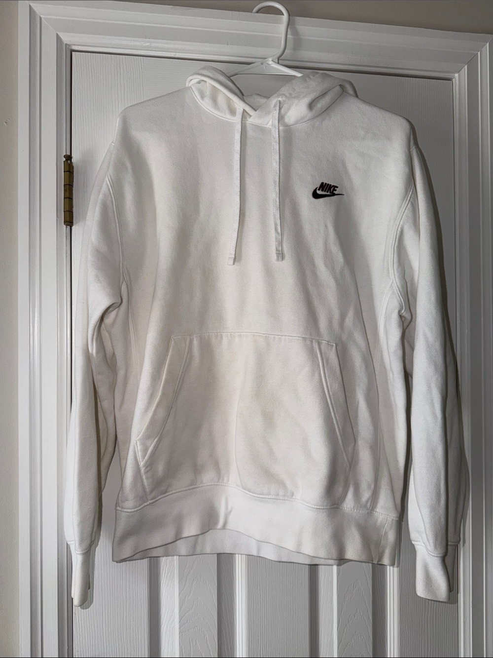 Nike White Men's Hooded Pullover with Logo